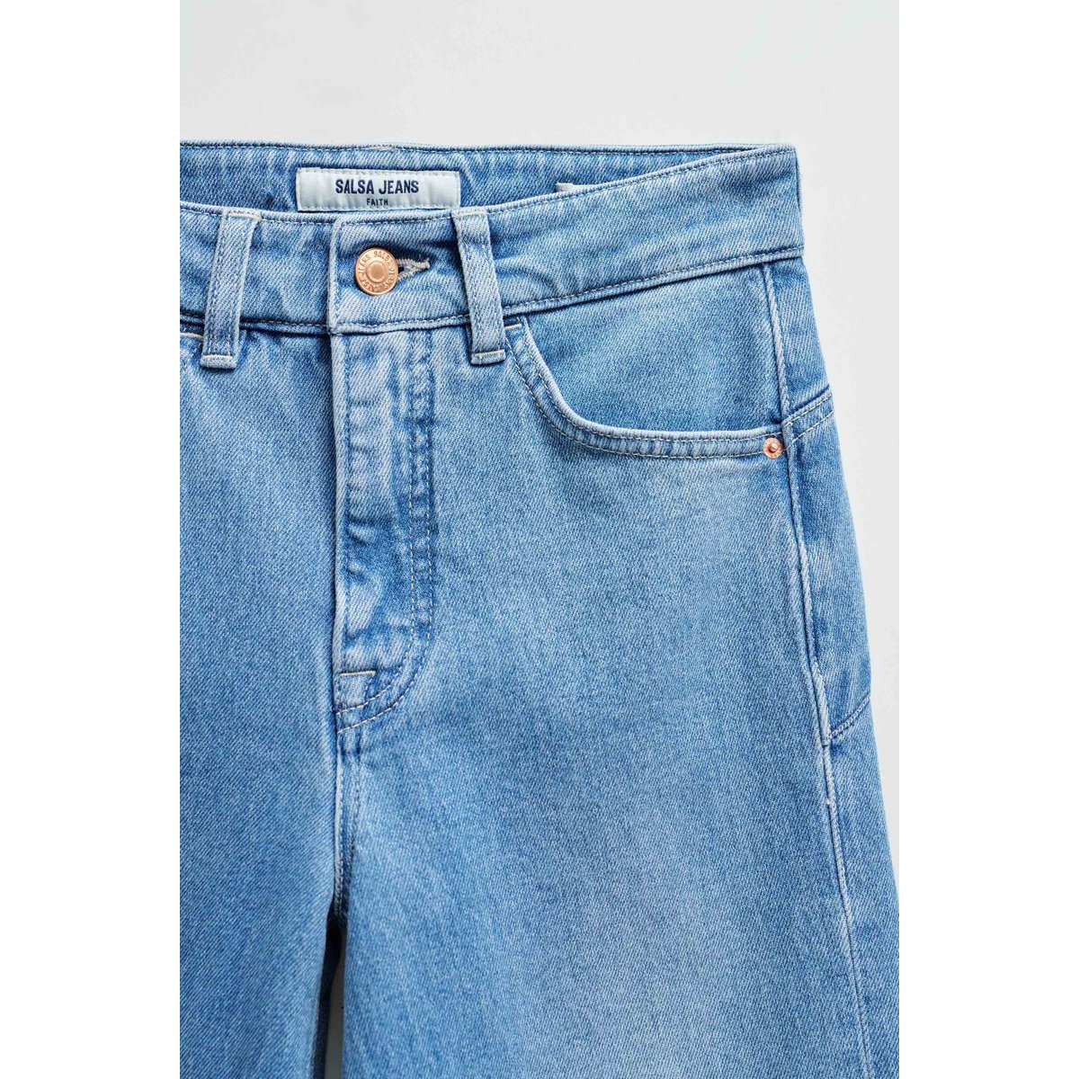JEAN FAITH PUSH IN WIDE bleu turquoise, SALSA JEANS