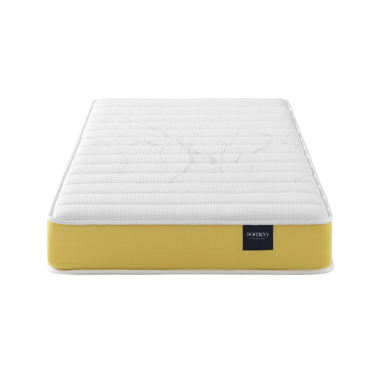 Ensemble matelas mousse, sommier et pieds Aurore 400 blanc, SOMEO
