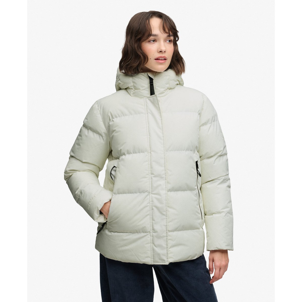 Doudoune Sport à Capuche blanc cassé, SUPERDRY