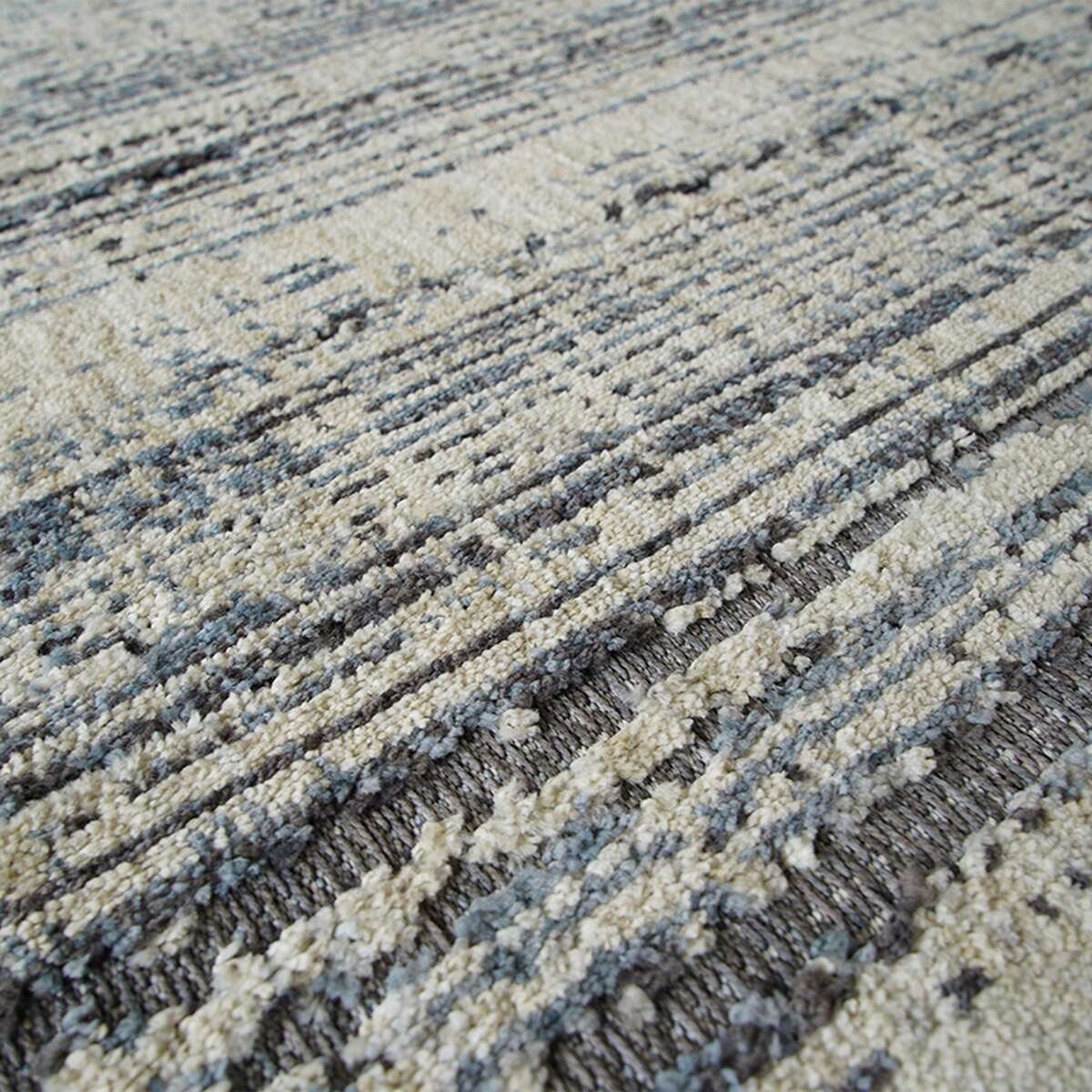 Tapis recyclé motif lignes RECYCLE LINES gris noir, THE DECO FACTORY
