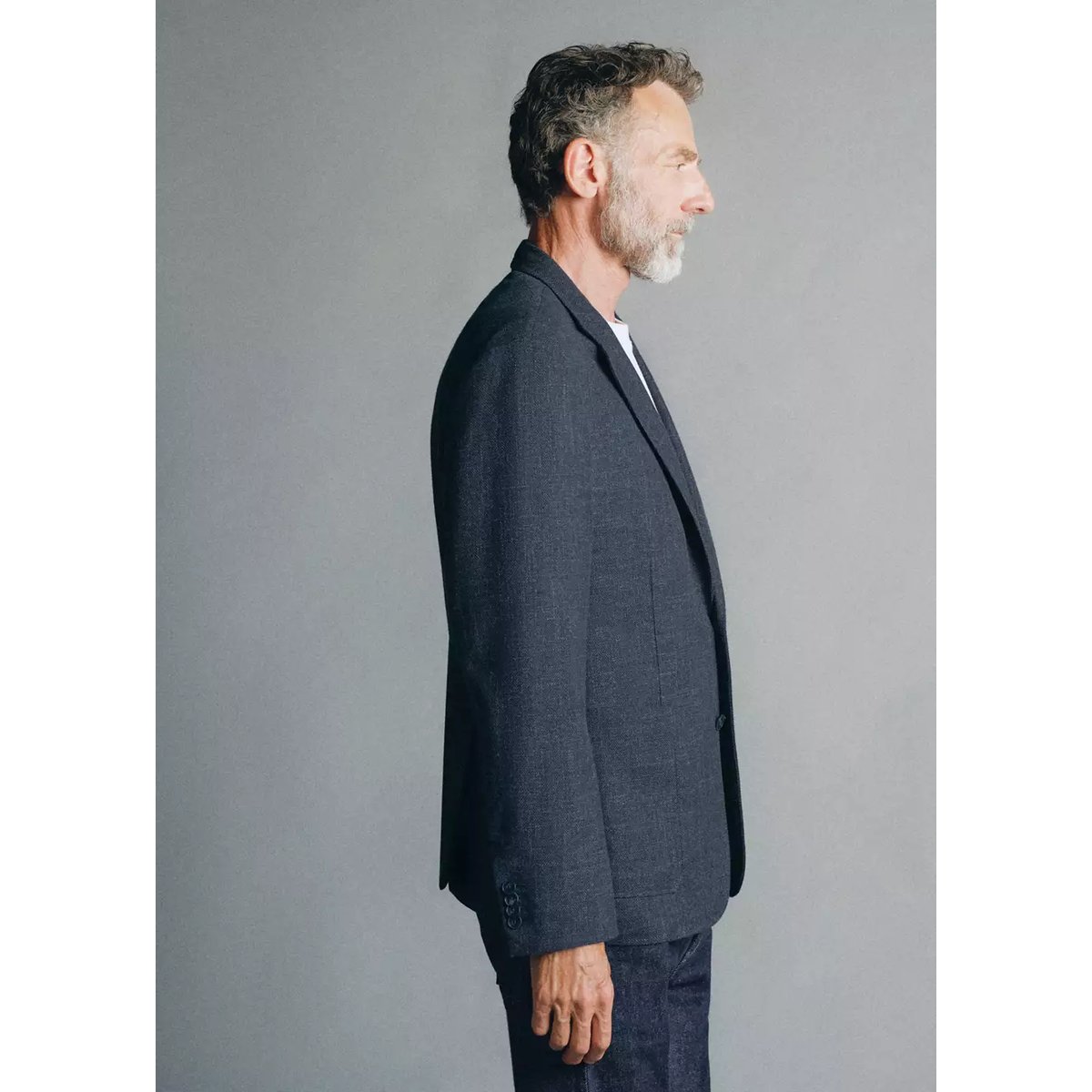 Blazer style western en coton et laine italienne bleu indigo, MANGO MAN