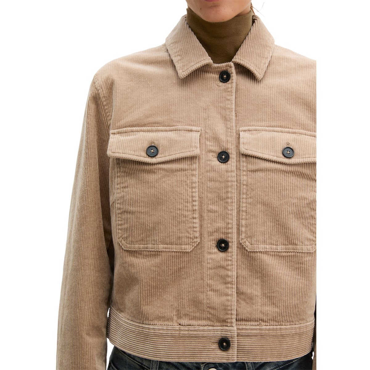 Surchemise courte en velours côtelé avec une texture rainurée décontractée beige, MARC O'POLO