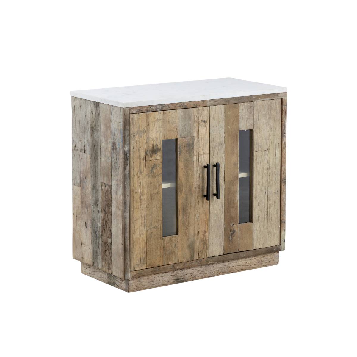 Buffet en bois recyclé et marbre DAMIAN bois clair, MADE IN MEUBLES