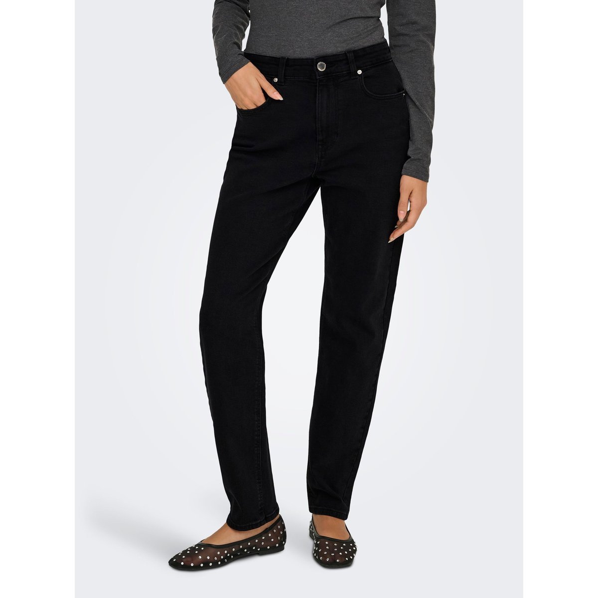 Jean Coupe Droite black denim 1, ONLY