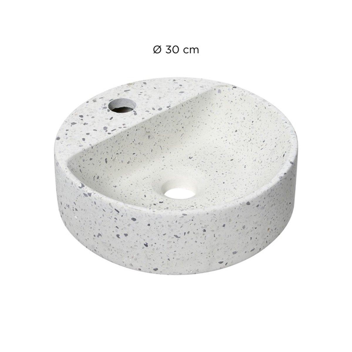 Vasque lave-mains à suspendre ronde en terrazzo 30cm IZIA blanc, MOB IN