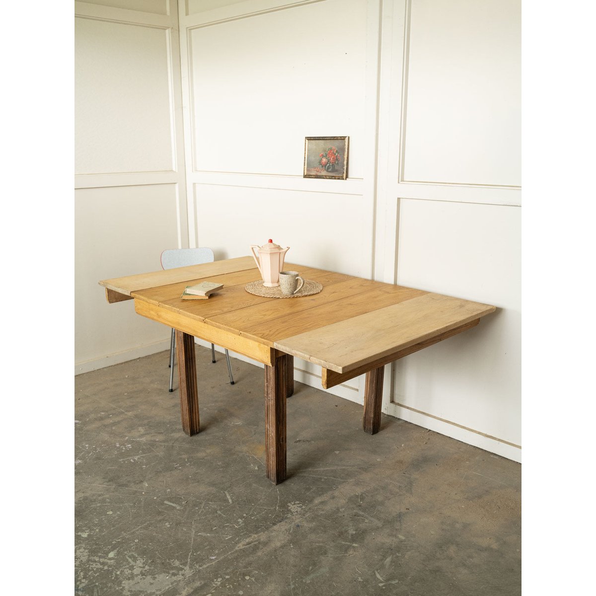 Table à manger de campagne en bois Romy N°1568 - Bon état bois clair, DEBONGOUT