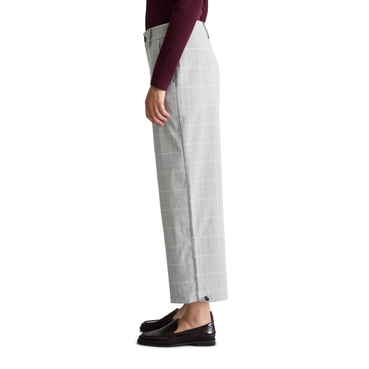 Pantalon à carreaux, coupe regular en polyester-viscose extensible gris, MARC O’POLO DENIM