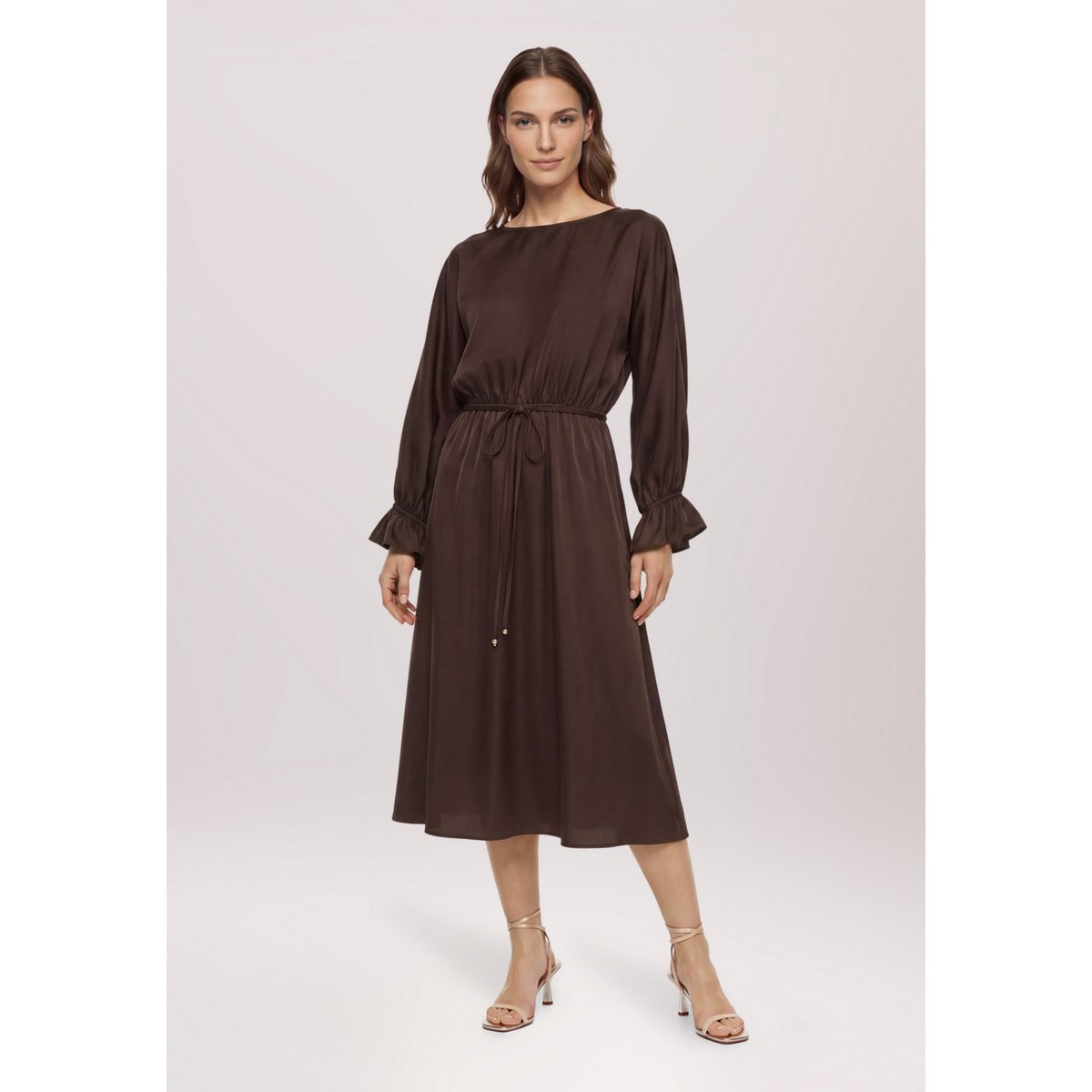 Robe de cocktail à encolure bateau espresso brown, VERA MONT