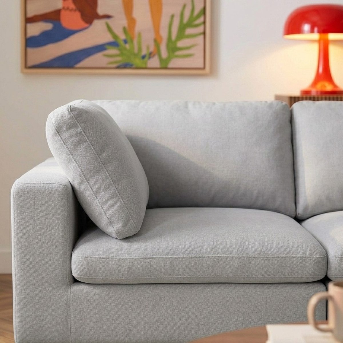 Canapé d'angle modulable tissu  MIZAR gris, BAÏTA