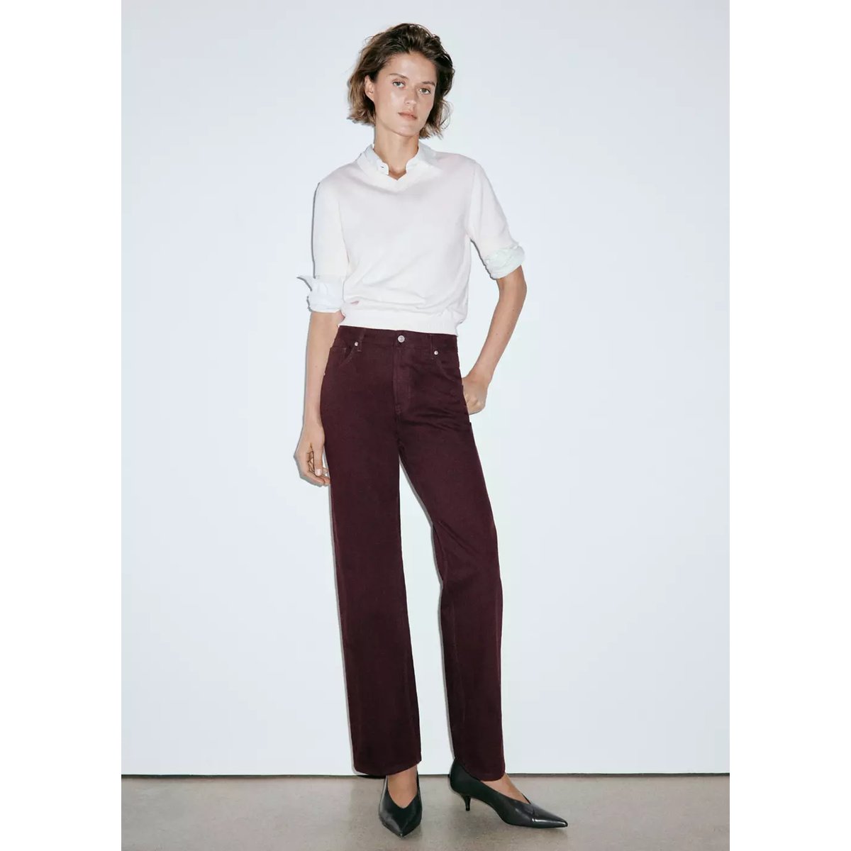 Jean Miami droit taille normale lie de vin, MANGO