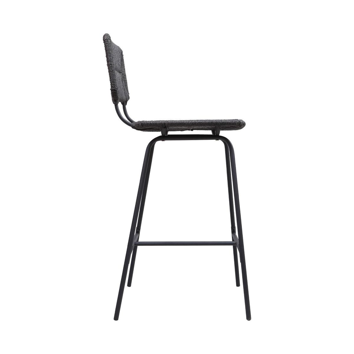 Lot de tabourets de bar et d'ilot en métal et assise rotin 65cm TIDRA|Lot de 6 | Lot de 6 noir, MOB IN