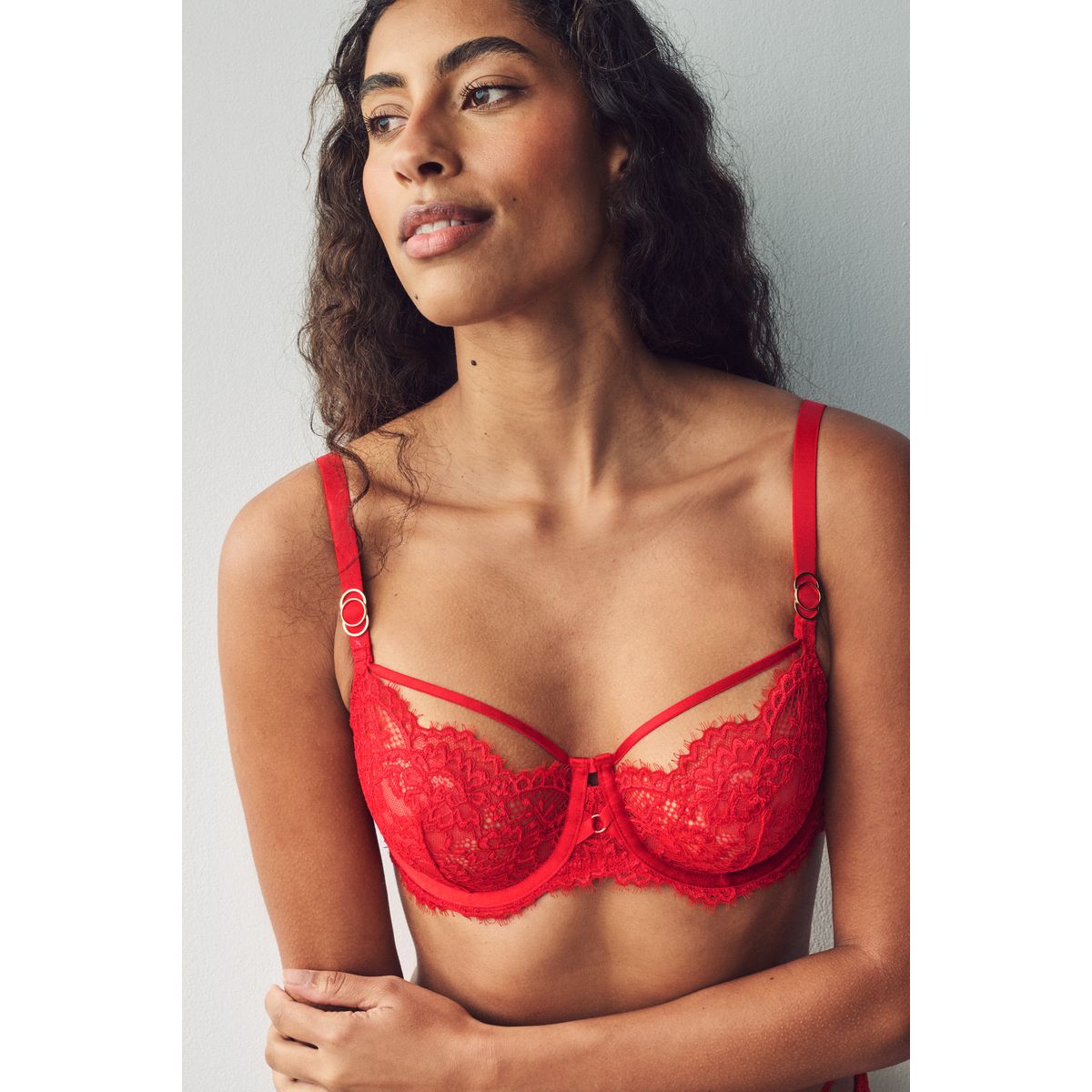 Soutien-gorge balconnet non rembourré rouge, NEXT