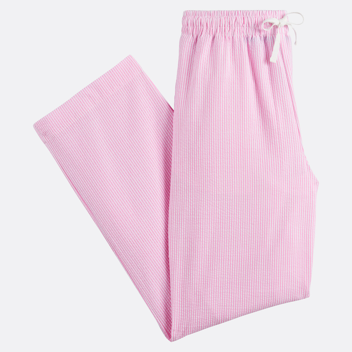 Pantaloni di pigiama in seersucker a righe rigato rosa, LA REDOUTE COLLECTIONS