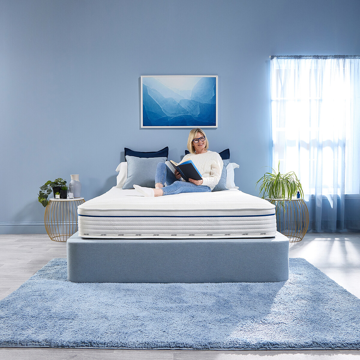Jay-Be® Bio Cool Hybrid 2000 e-Pocket Eco-Friendly Mattress white/blue, JAY-BE
