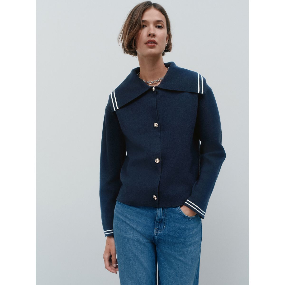 Cardigan à col marin bleu marine, NEXT