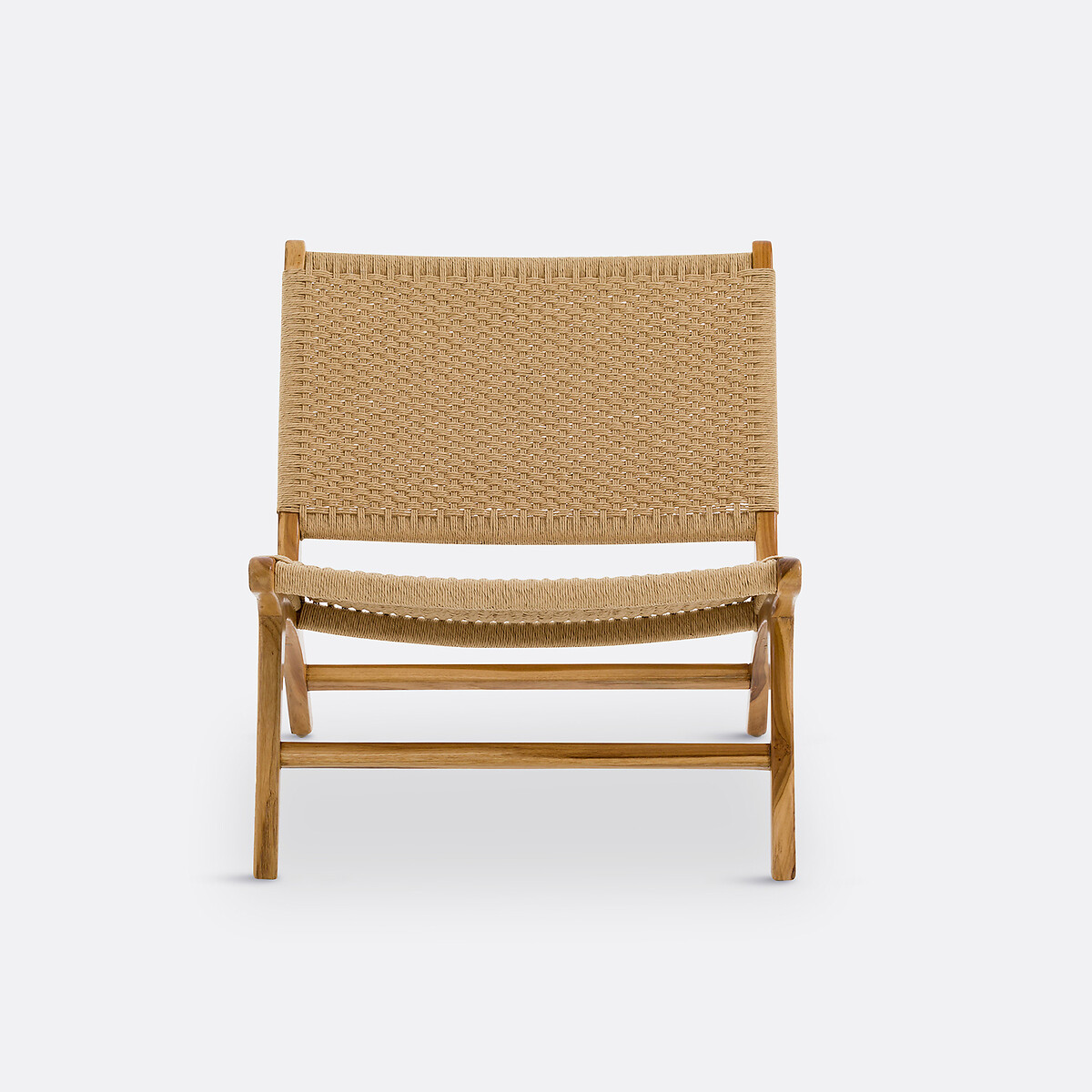 Fauteuil lounge teck et corde tressée, Amanda naturel, LA REDOUTE INTERIEURS