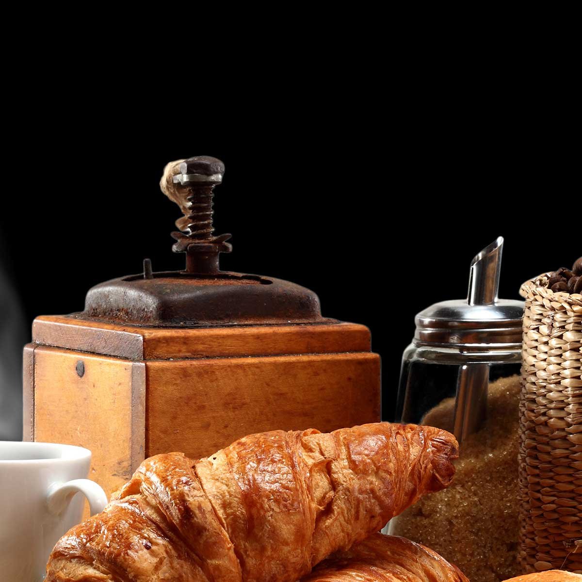 Tableau petit déjeuner café et viennoiseries toile imprimée, HEXOA