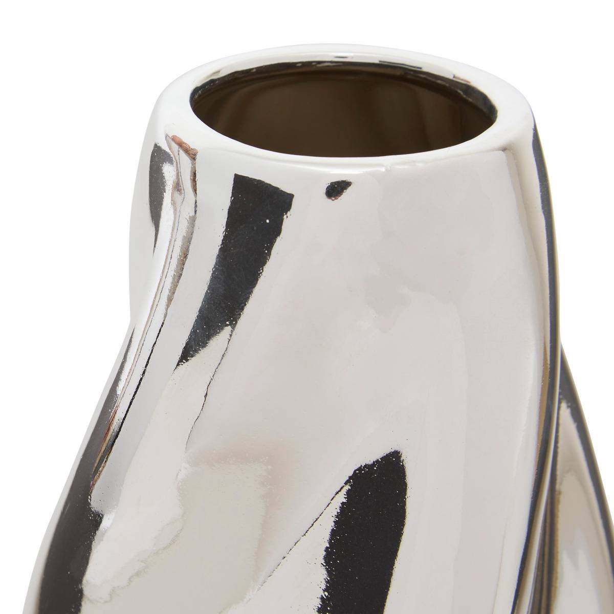 Vase torsadé compact en dolomite émaillée SKY argent, ATMOSPHERA