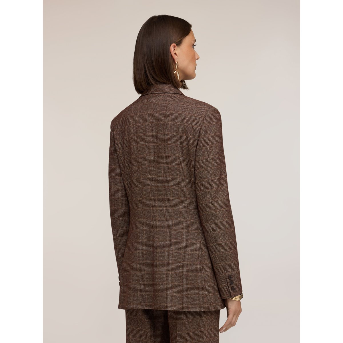 Blazer à carreaux teint fil marron, MOTIVI