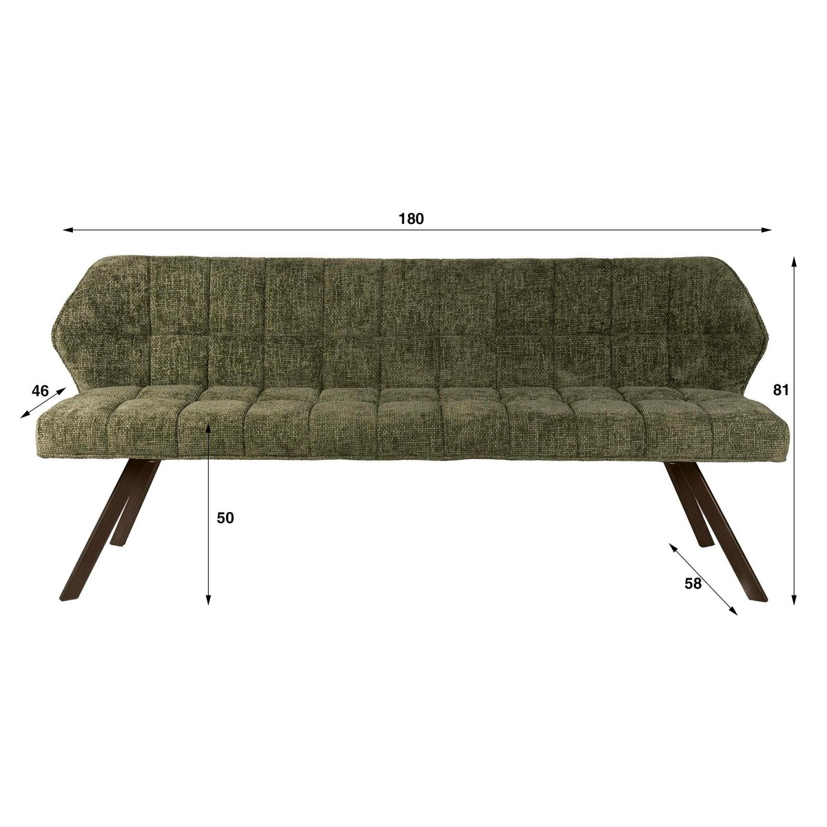 Banc de table brun chaud pieds bronze 180 cm MELBOURNE vert tissé - pieds bronze, PIER IMPORT