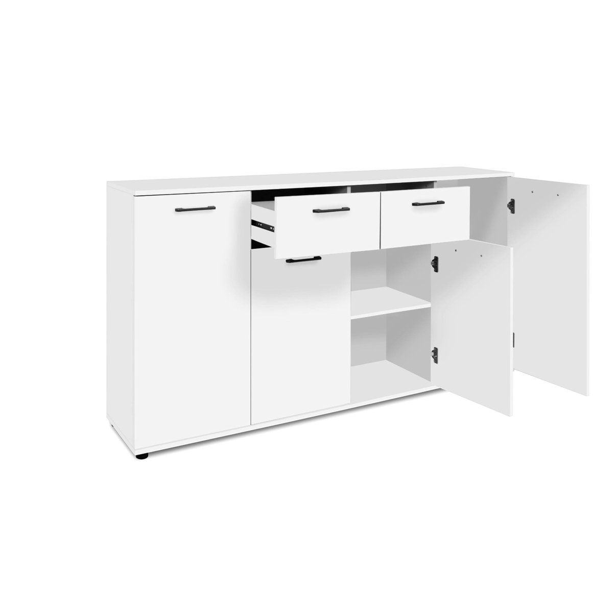 Buffet 4 portes et 2 tiroirs faible encombrement ALVA blanc, PIER IMPORT