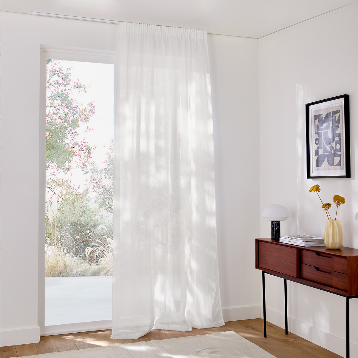 Tenda in lino con arricciatura e onda, ONEGA bianco, LA REDOUTE INTERIEURS