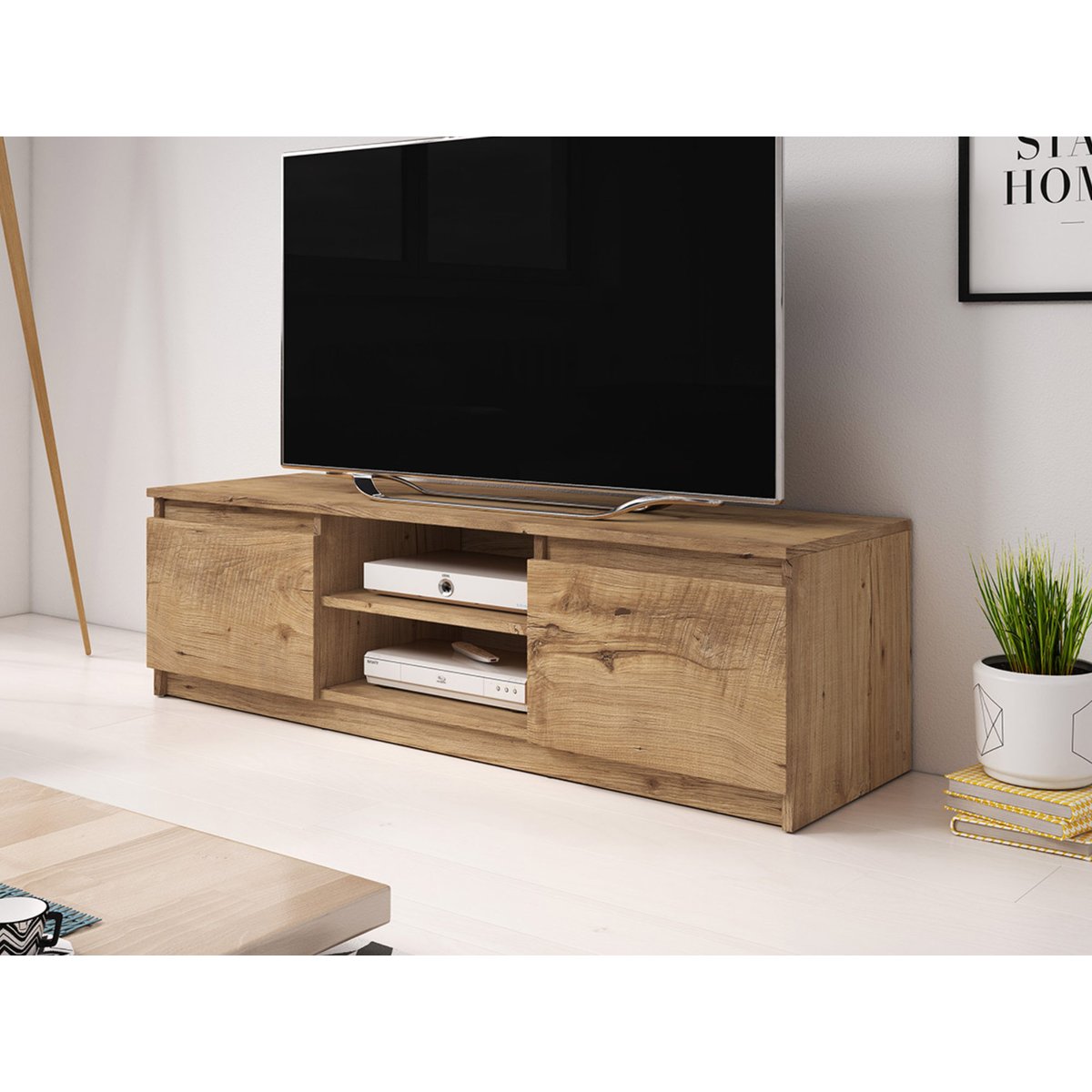 Meuble TV - ROBIN noir / bois et bois, LISA DESIGN