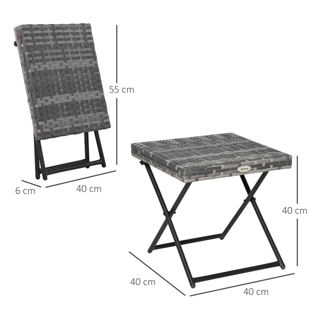 Table basse en rotin Résine tressée gris, OUTSUNNY