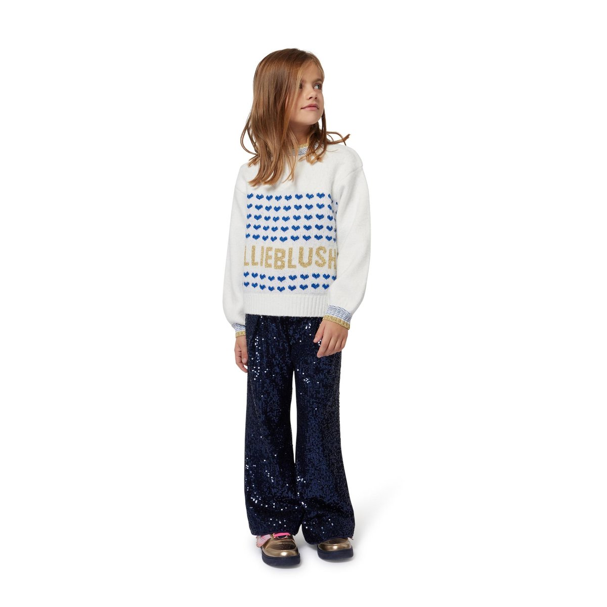 Pantalon fluide en sequins indigo blue, BILLIEBLUSH