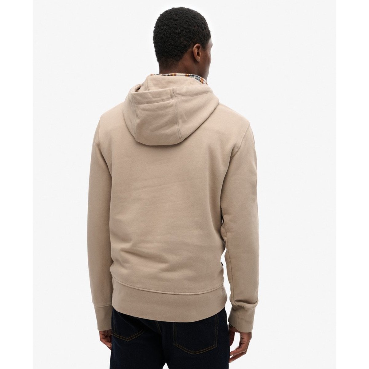 Sweat à capuche ample à motif et micro logo beige foncé flammé, SUPERDRY