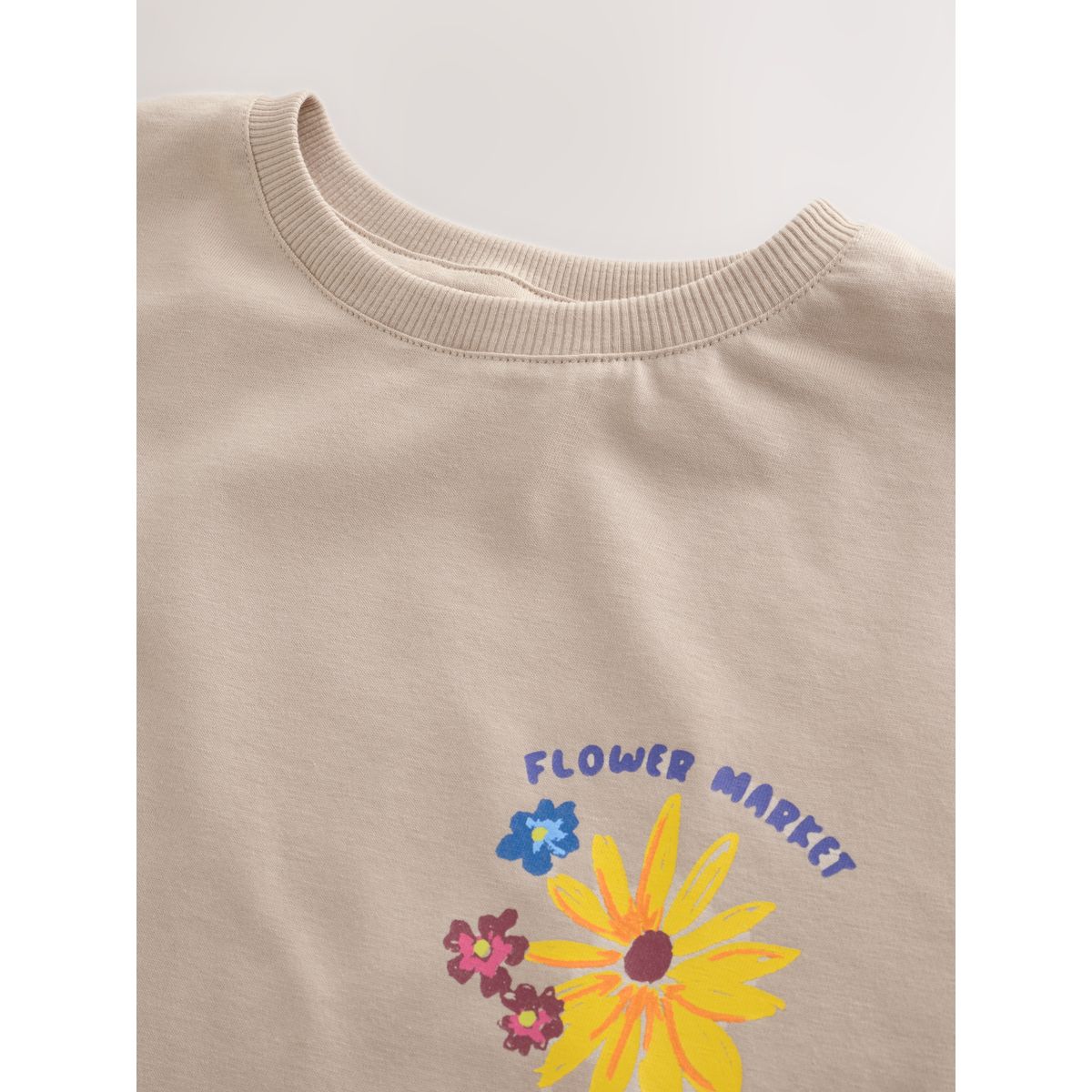 Robe t-shirt à ourlet brodé marron/naturel, NEXT