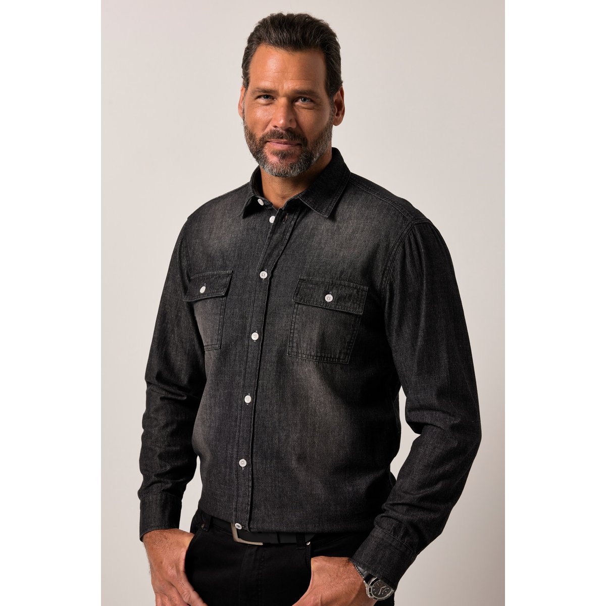 Chemise en jean esprit vintage noir, JP1880