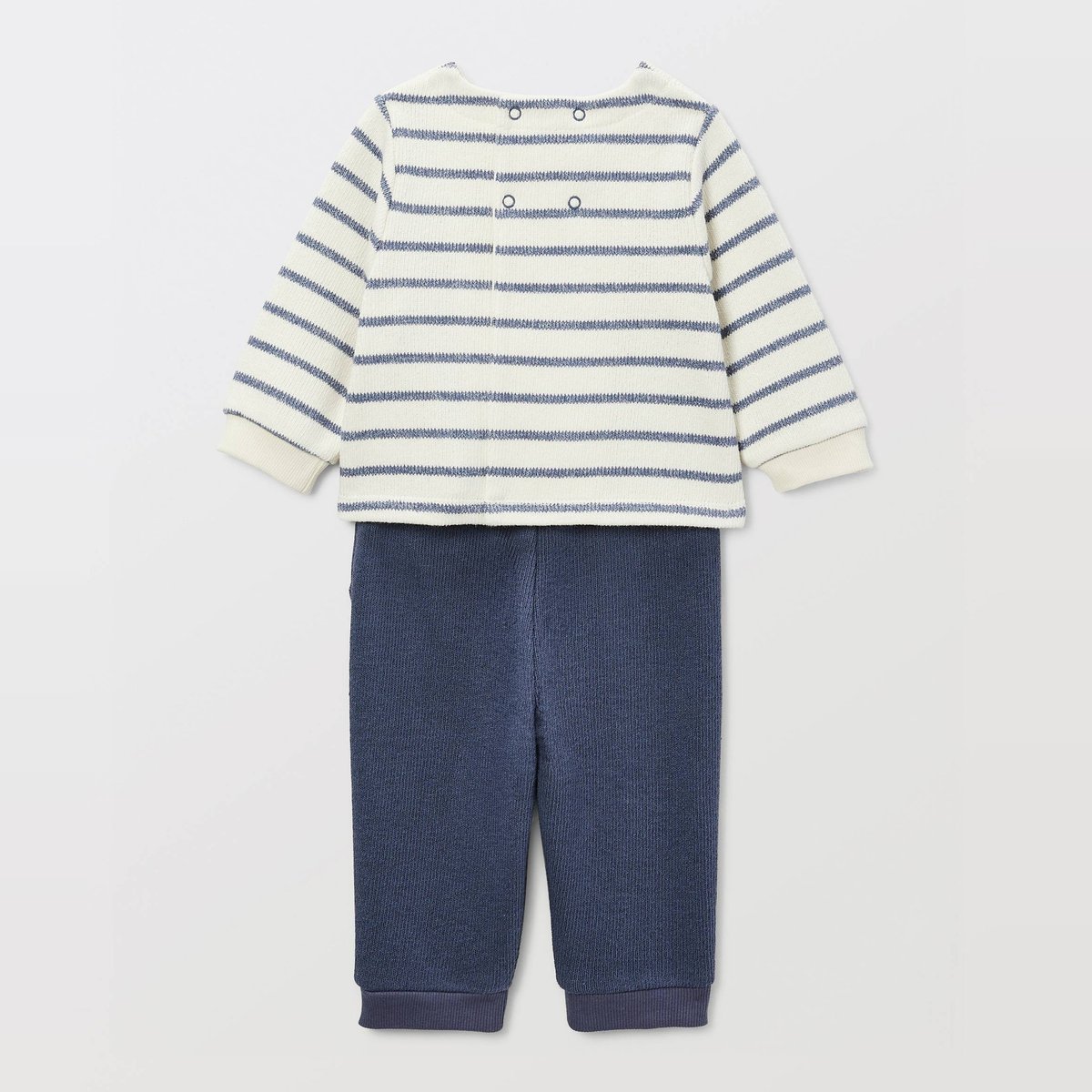 Ensemble pull rayé et pantalon uni pierre bleue, BOUT'CHOU