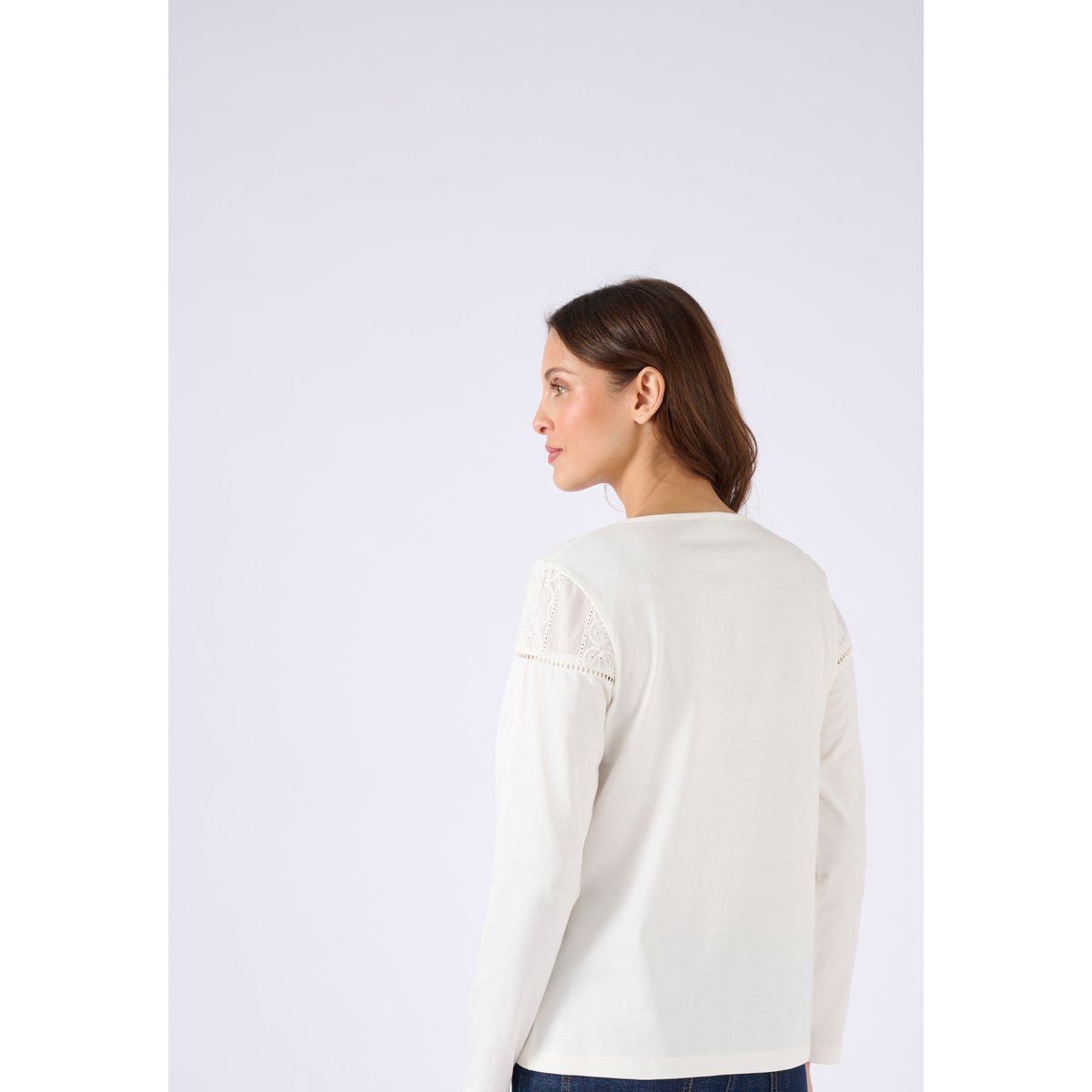 T-shirt bi-matière blanc cassé, DAMART