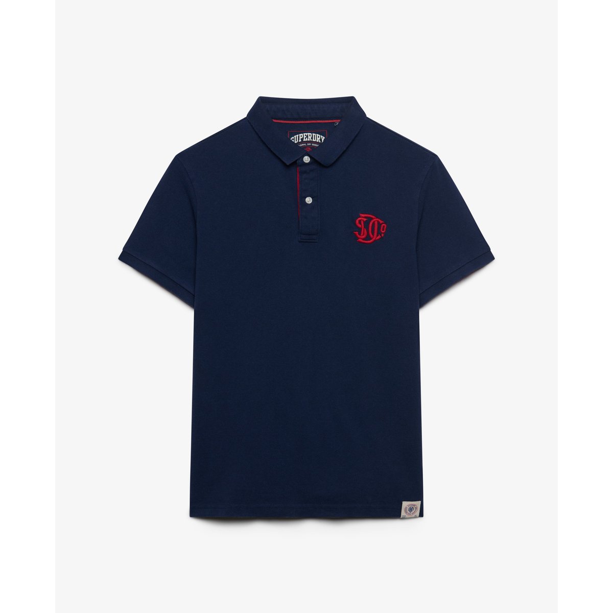 Polo Piqué Monogram bleu marine intense/rouge, SUPERDRY