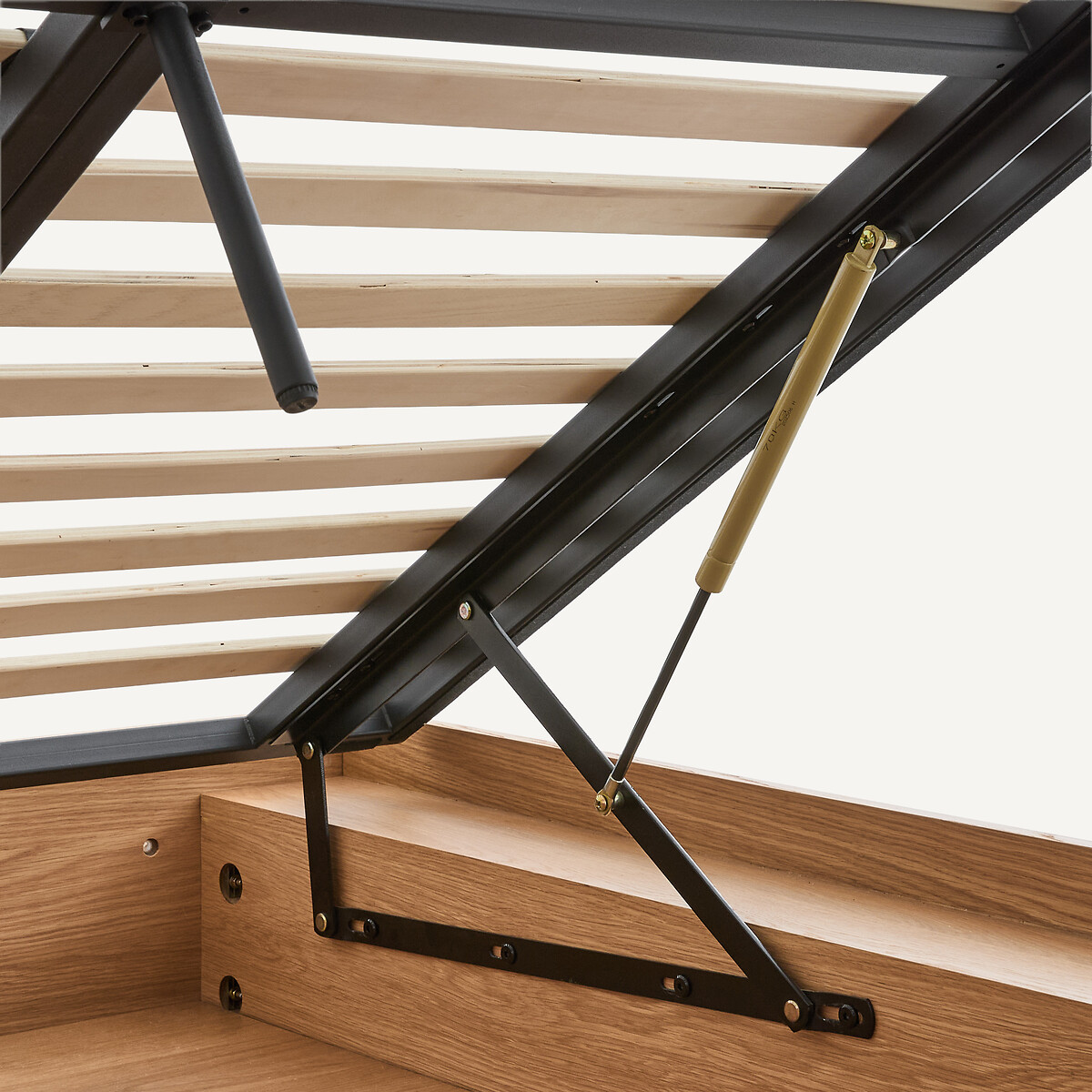 Hibashi Solid Oak and Oak Veneer Adjustable Storage Bed Base natural oak, AM.PM