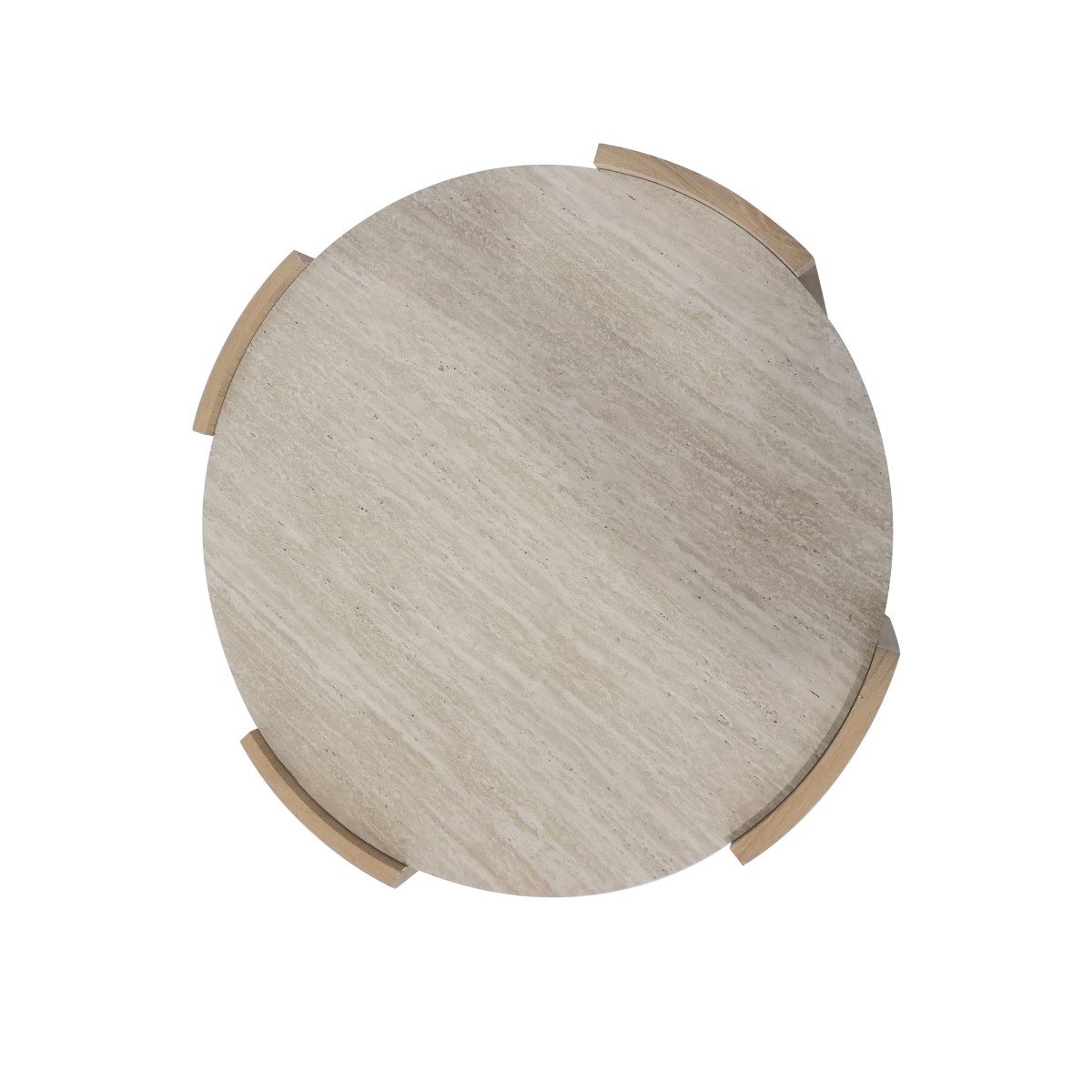 Table basse ronde effet travertin et bois - IZIA bois clair, CALICOSY