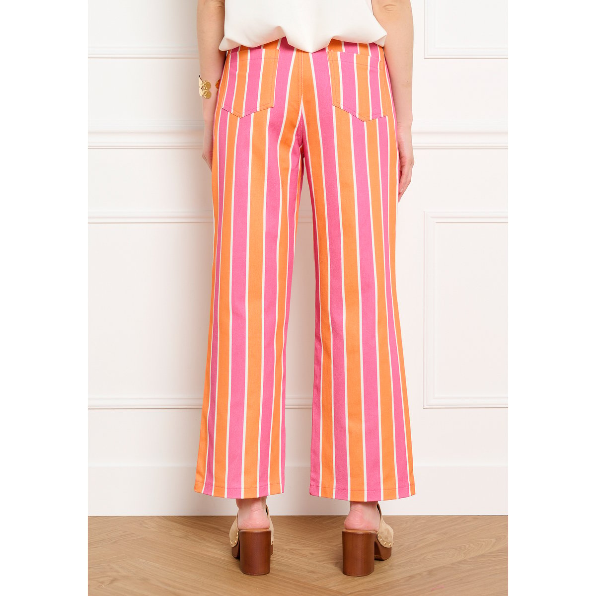 Pantalon large à rayures fuchsia, LOLALIZA