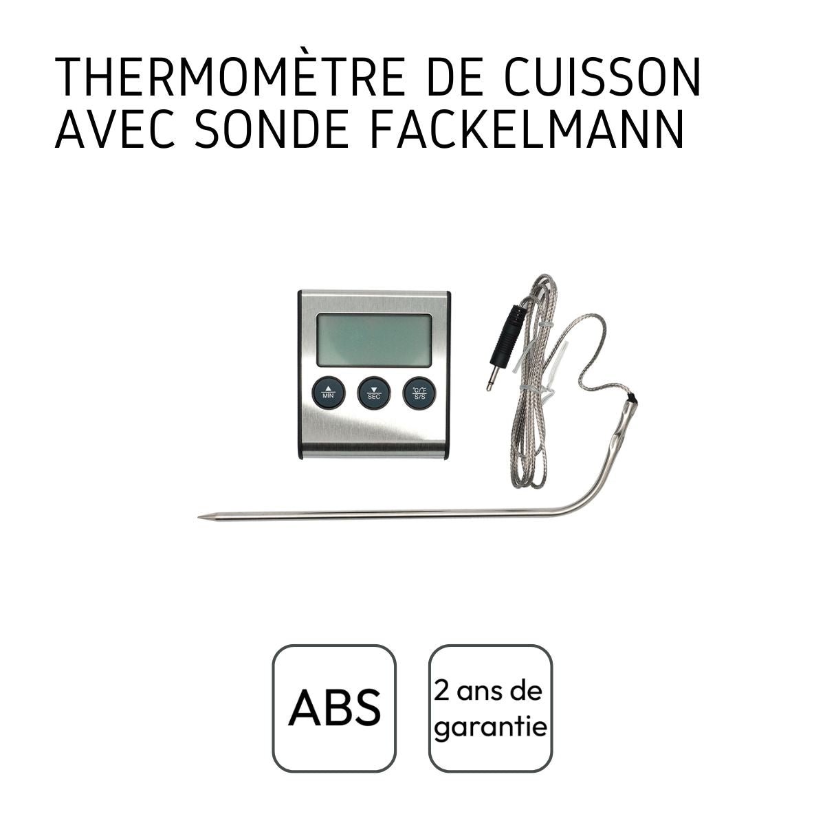 Thermomètre de cuisson digital à sonde gris, FACKELMANN