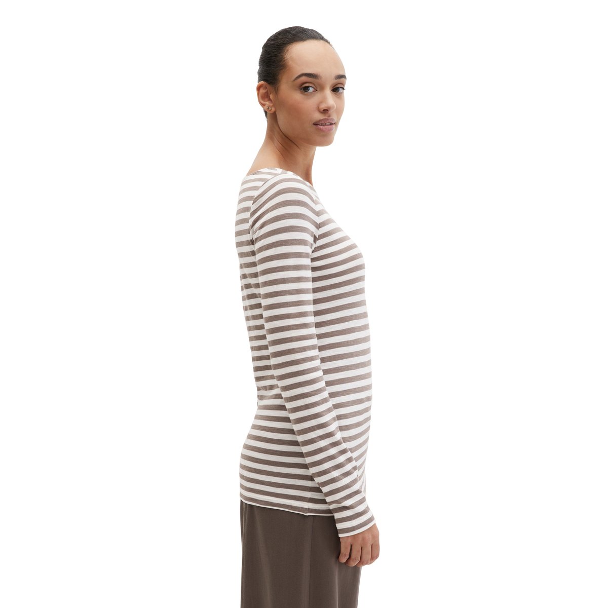 T-shirt à manches longues en jersey Organic Cotton Club marron, MARC O'POLO