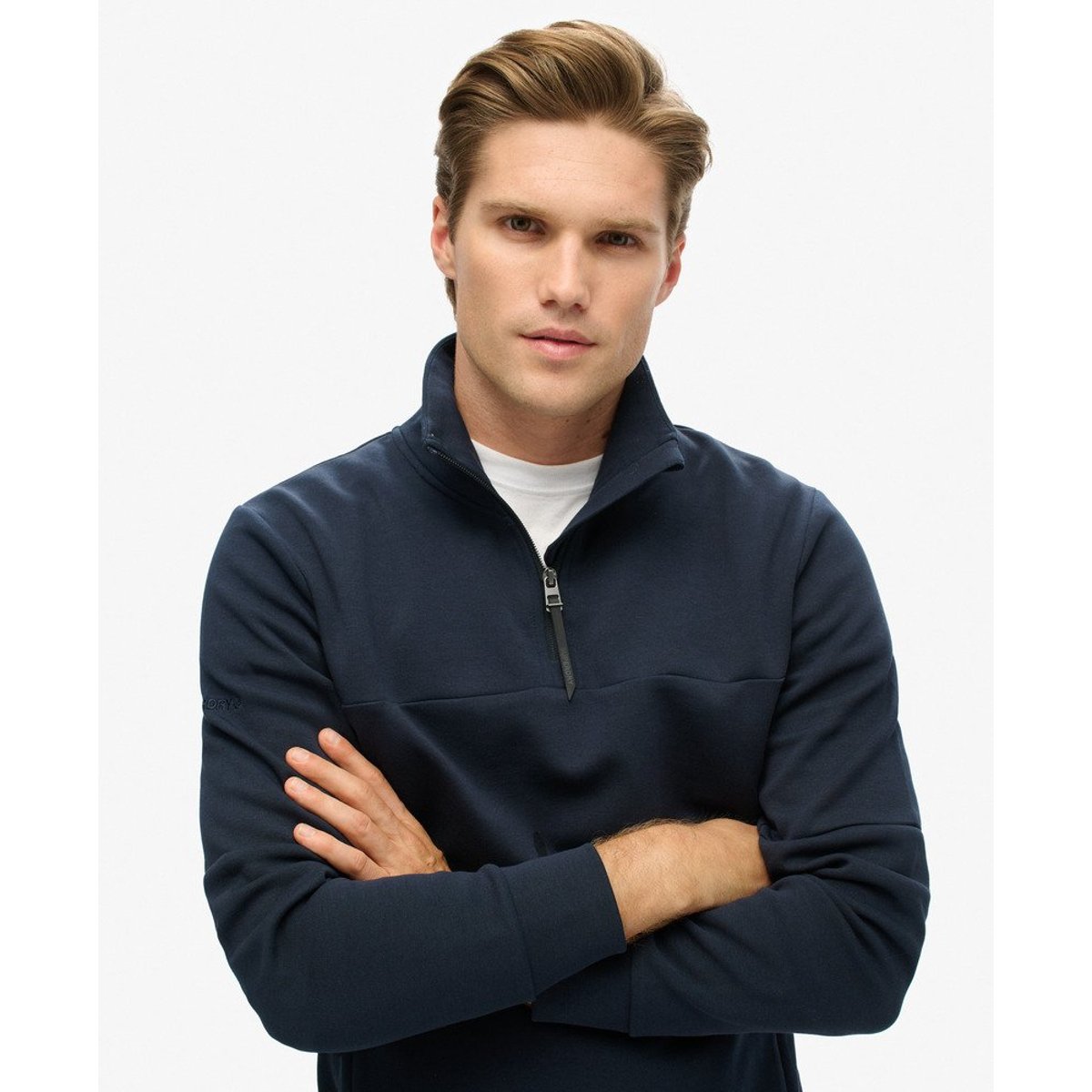 Sweat ample à col zippé Tech bleu marine foncé, SUPERDRY