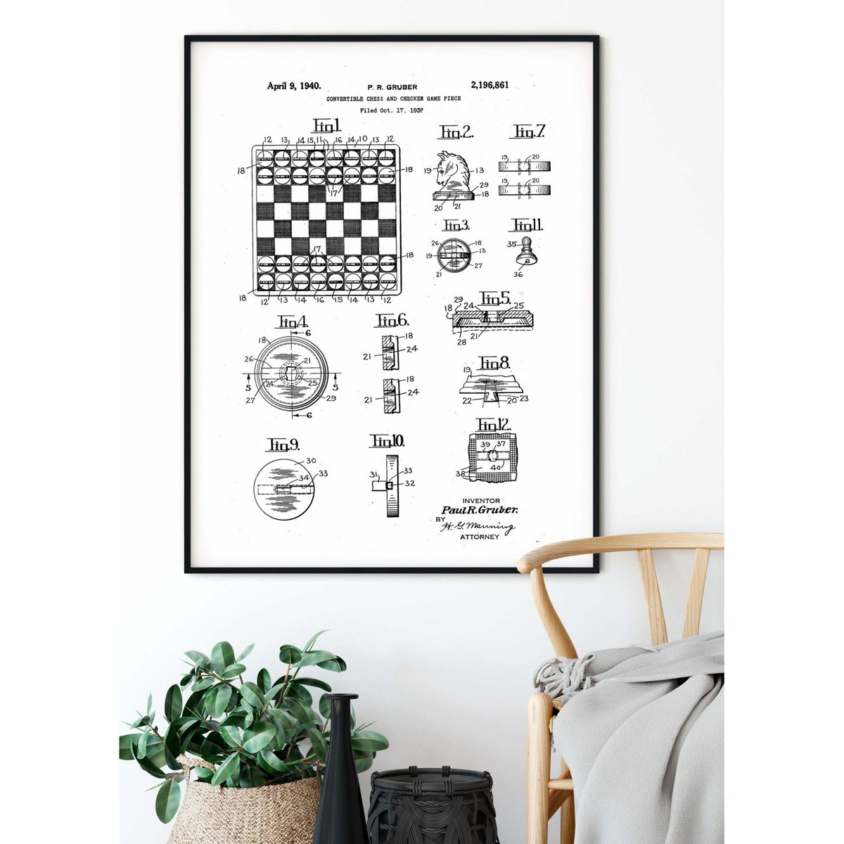 Affiche Brevet Échecs blanc, L'AFFICHERIE
