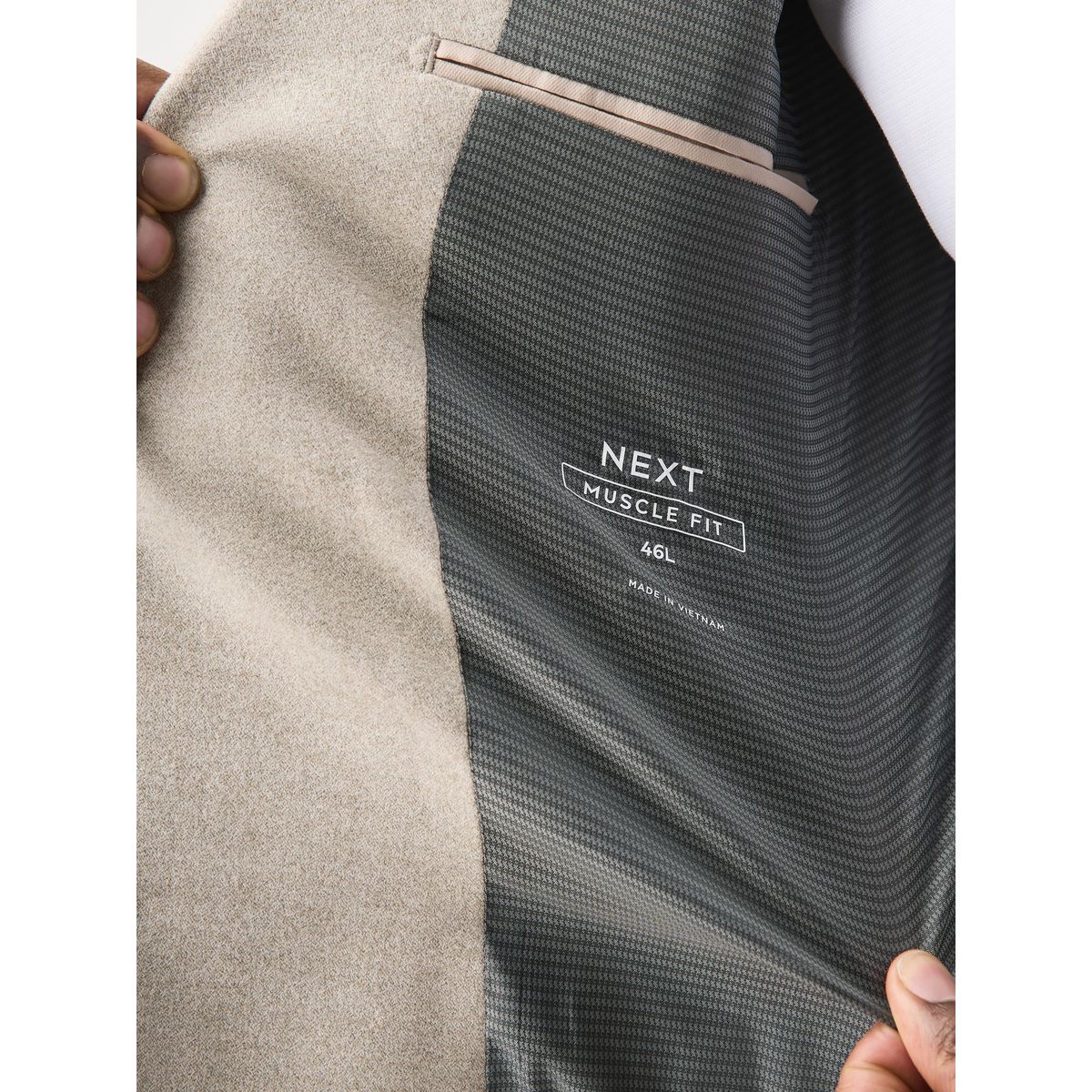Veste de costume près du corps en flanelle écru, NEXT