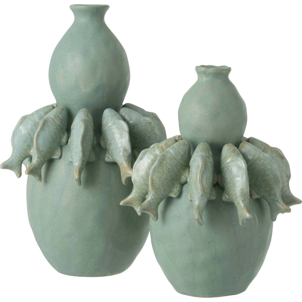 Vase poisson en porcelaine vert, RECOLLECTION