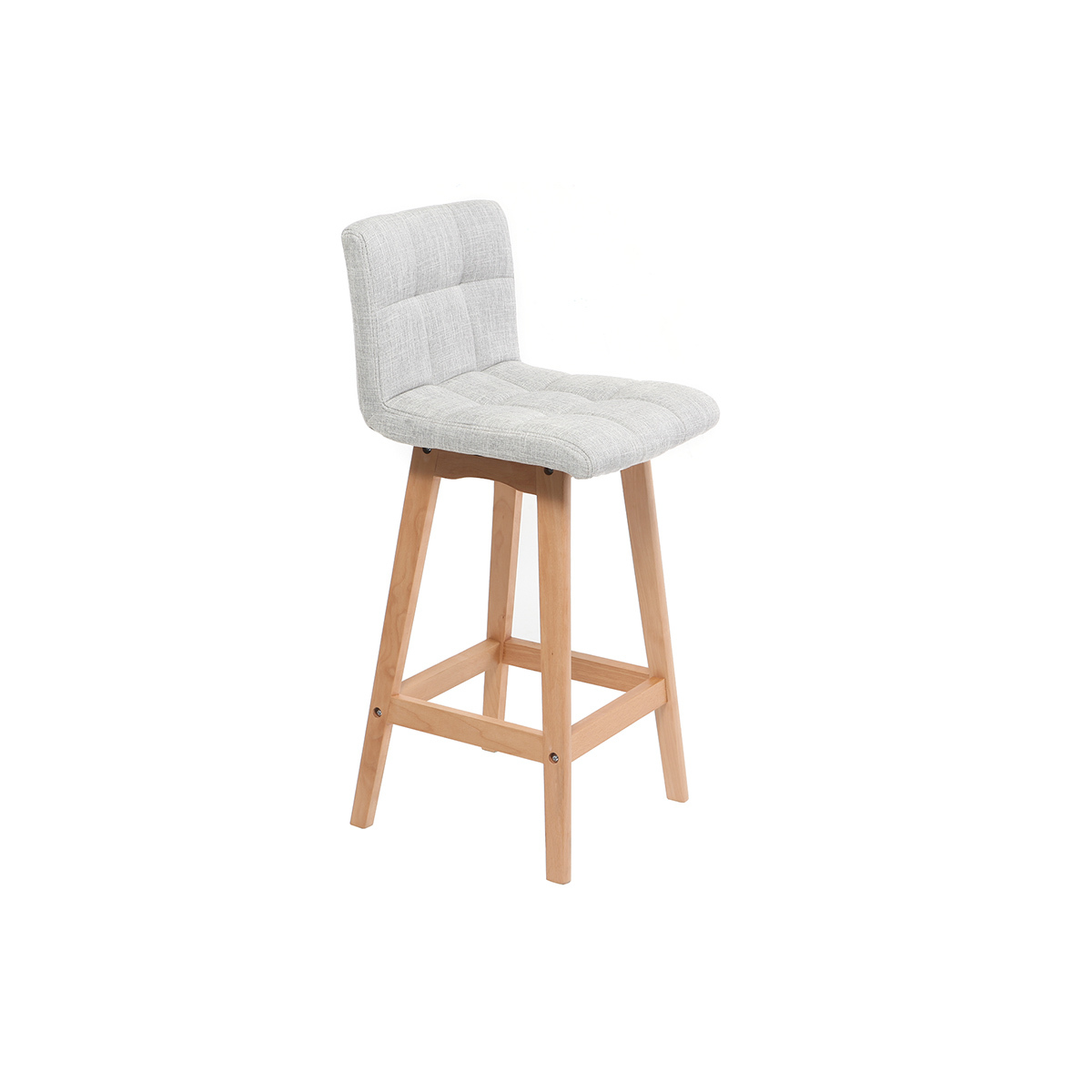 Tabourets de bar design pieds bois H65 cm (lot de 2) KLARIS gris perle, MILIBOO