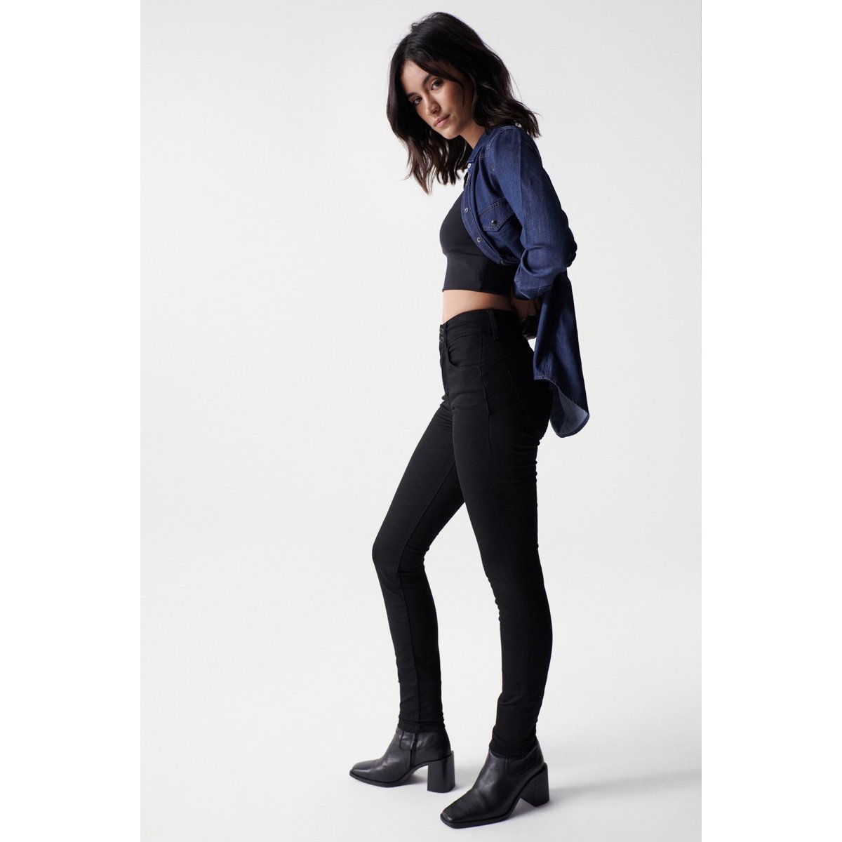 JEAN SECRET PUSH IN SKINNY noir, SALSA JEANS