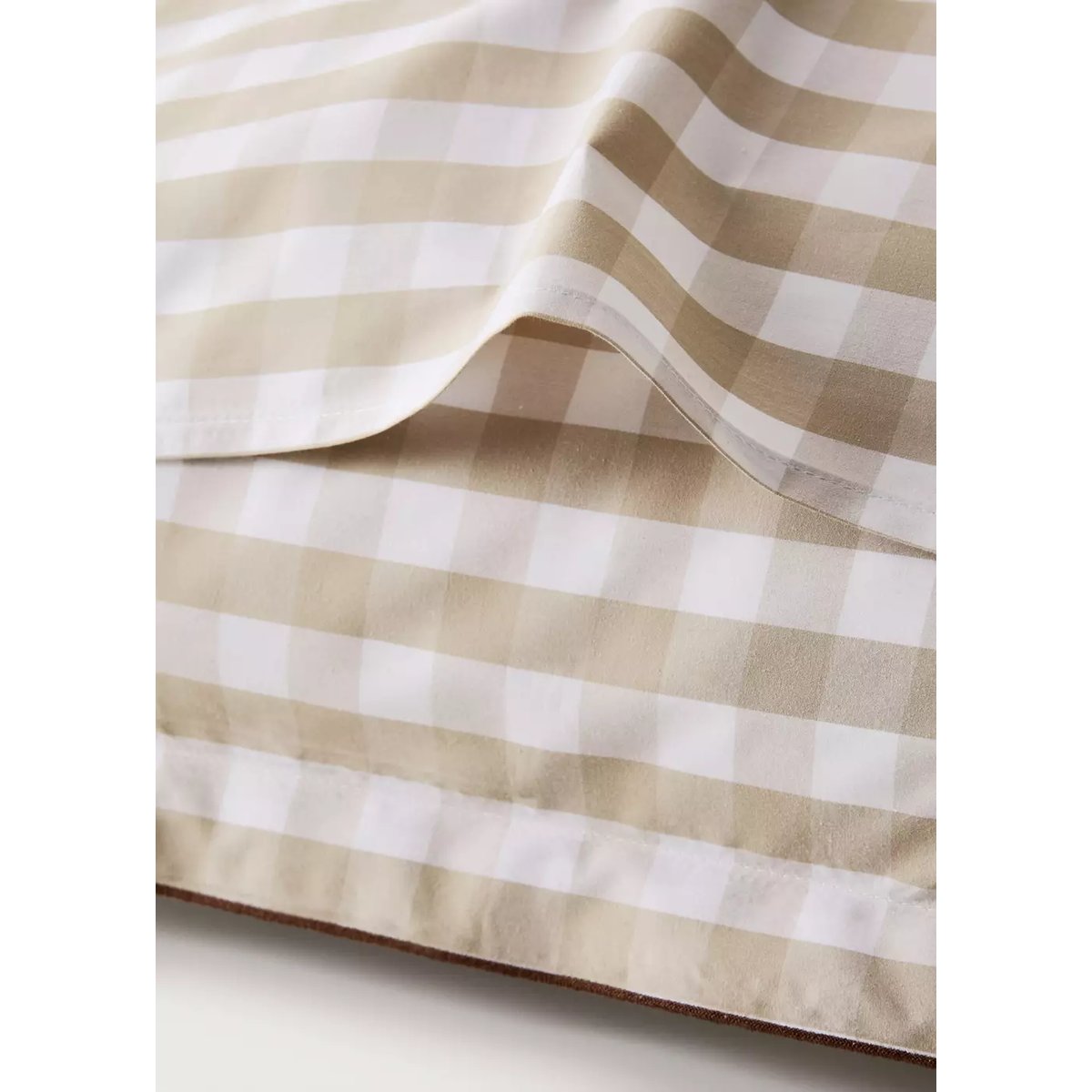 Taies d'oreiller percale de coton carreaux vichy 50x75 cm tabac, MANGO HOME