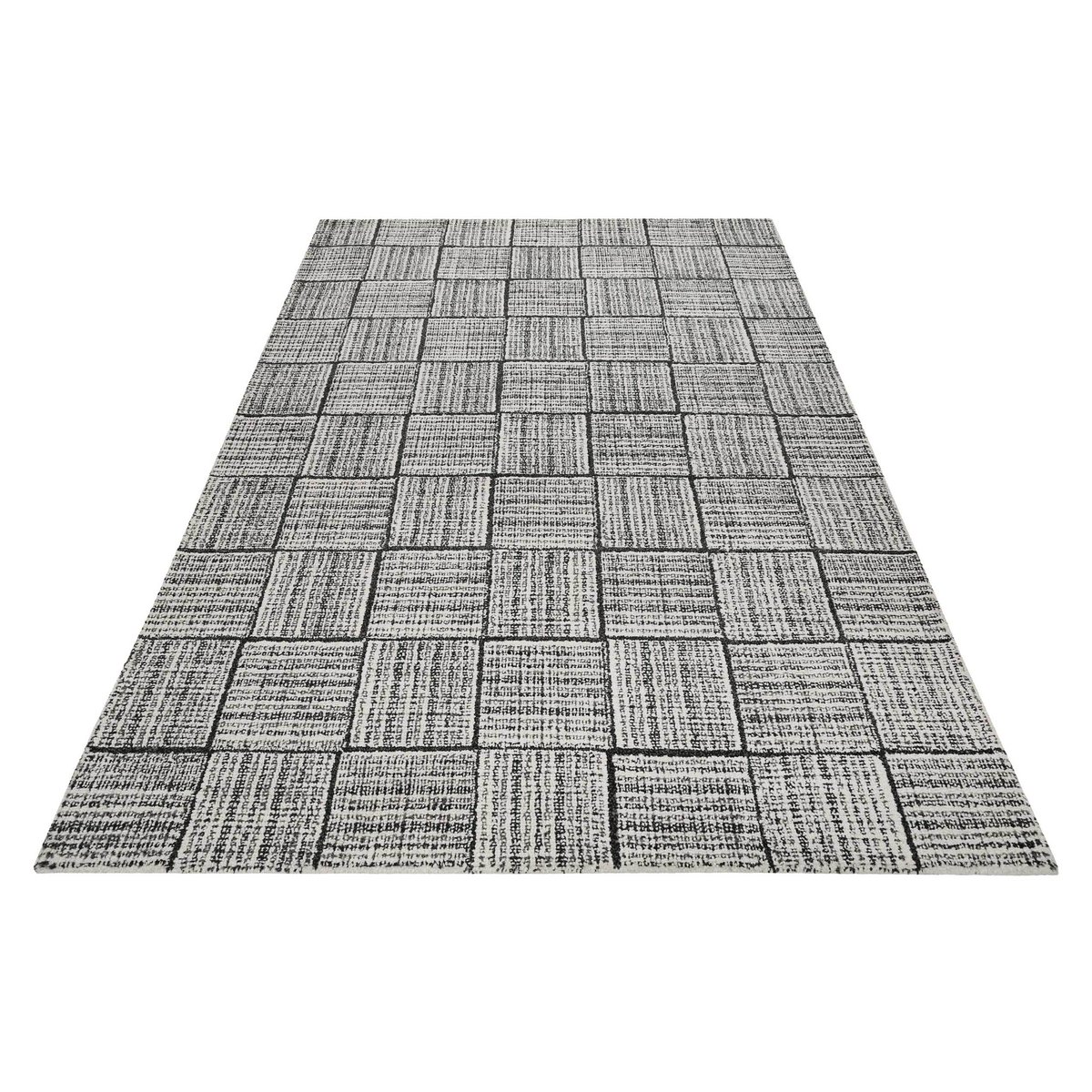 Tapis pure laine tissé main bicolore chic , LASSE gris clair, WECON HOME
