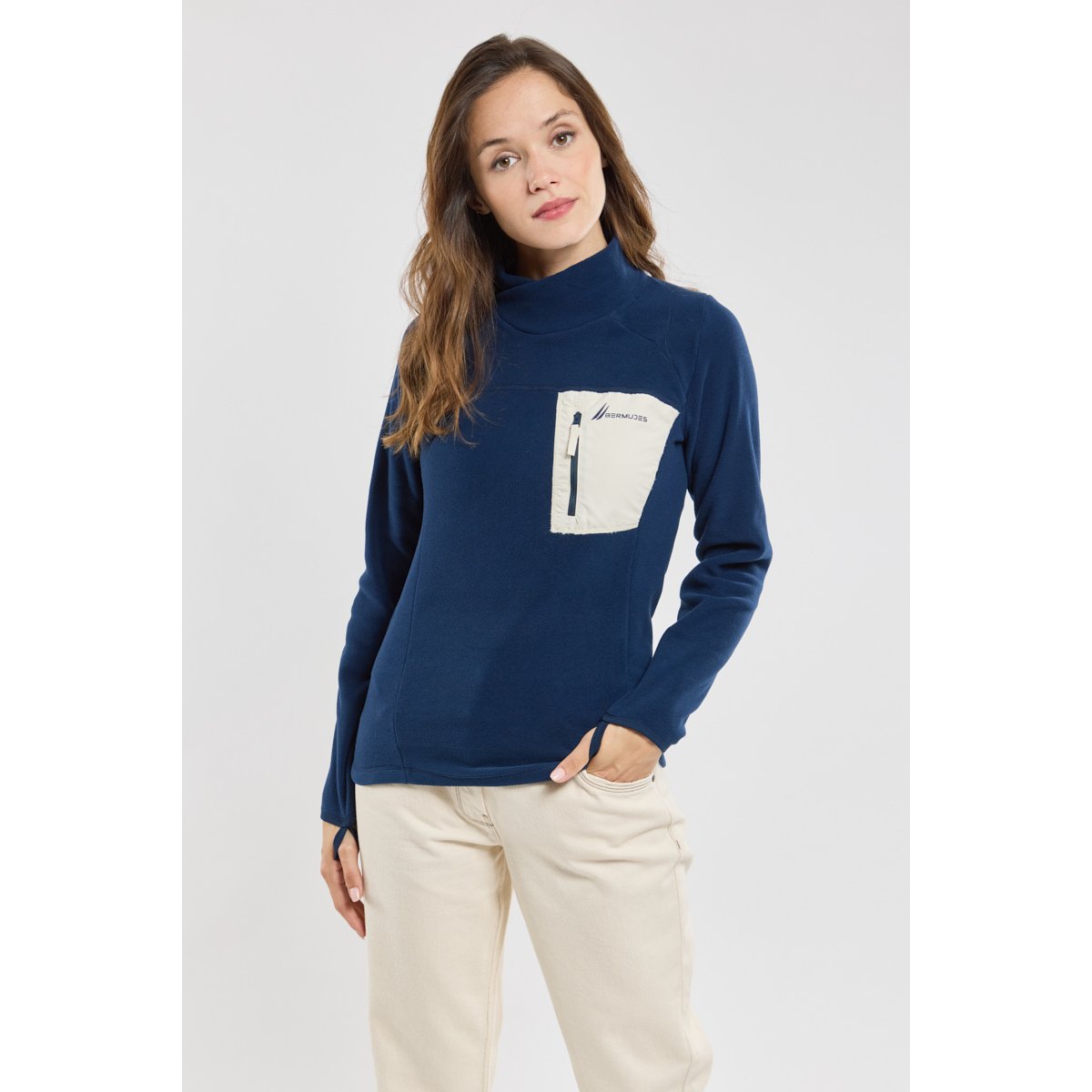 Sweat polaire en Micropolaire Polartec® MINIHIC navy, BERMUDES