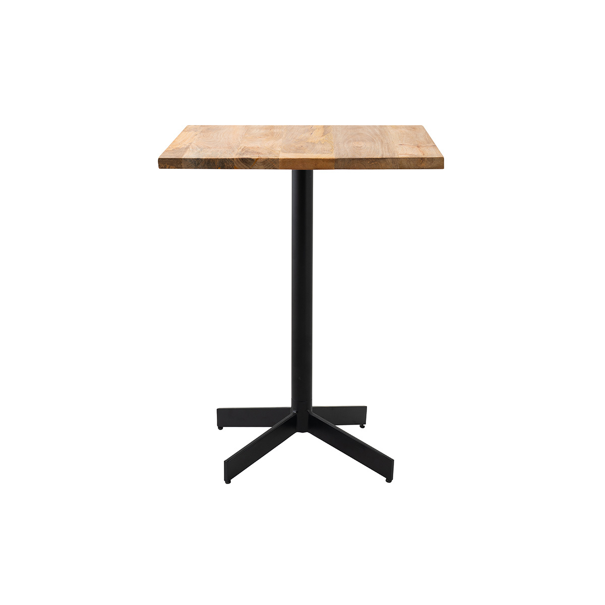Table bistrot carrée en bois massif et métal noir D60 cm SOPRA bois brut, MILIBOO